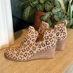 TOMS Leopard Print Wedge Ankle Booties - SIZE 7